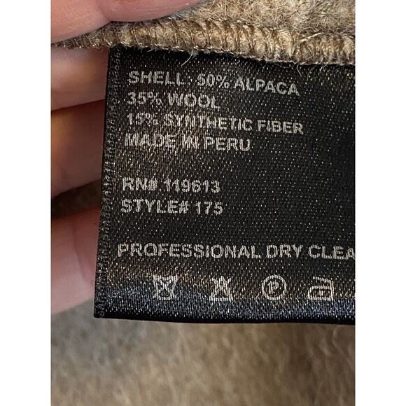 Andean Wool Alpaca Wrap Coat Large Pockets Peru Cowl Neck Cross Body Closure - Picture 9 of 14